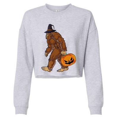 Funny Witch Bigfoot Pumpkin Halloween Costume Cropped Pullover Crew