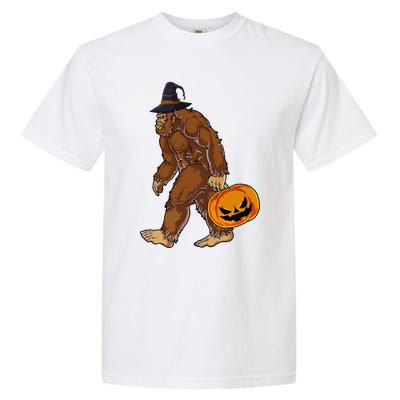 Funny Witch Bigfoot Pumpkin Halloween Costume Garment-Dyed Heavyweight T-Shirt