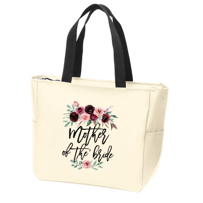 Floral Wreath Bridal Team Matching Present Set Zip Tote Bag