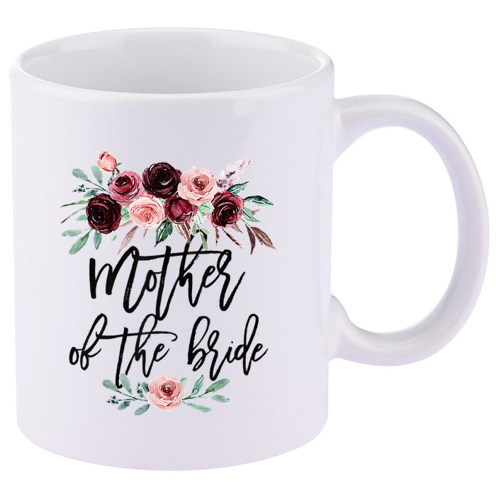Floral Wreath Bridal Team Matching Present Set 11oz C Handle Ceramic Mug