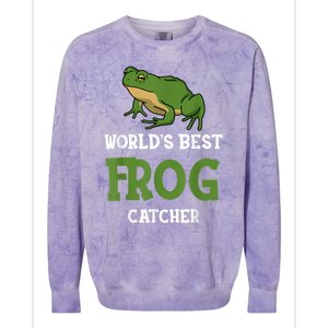 Frog World's Best Frog Catcher Boys Girls Frog Hunter Colorblast Crewneck Sweatshirt