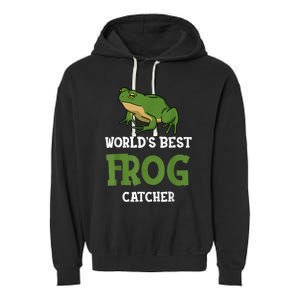 Frog World's Best Frog Catcher Boys Girls Frog Hunter Garment-Dyed Fleece Hoodie