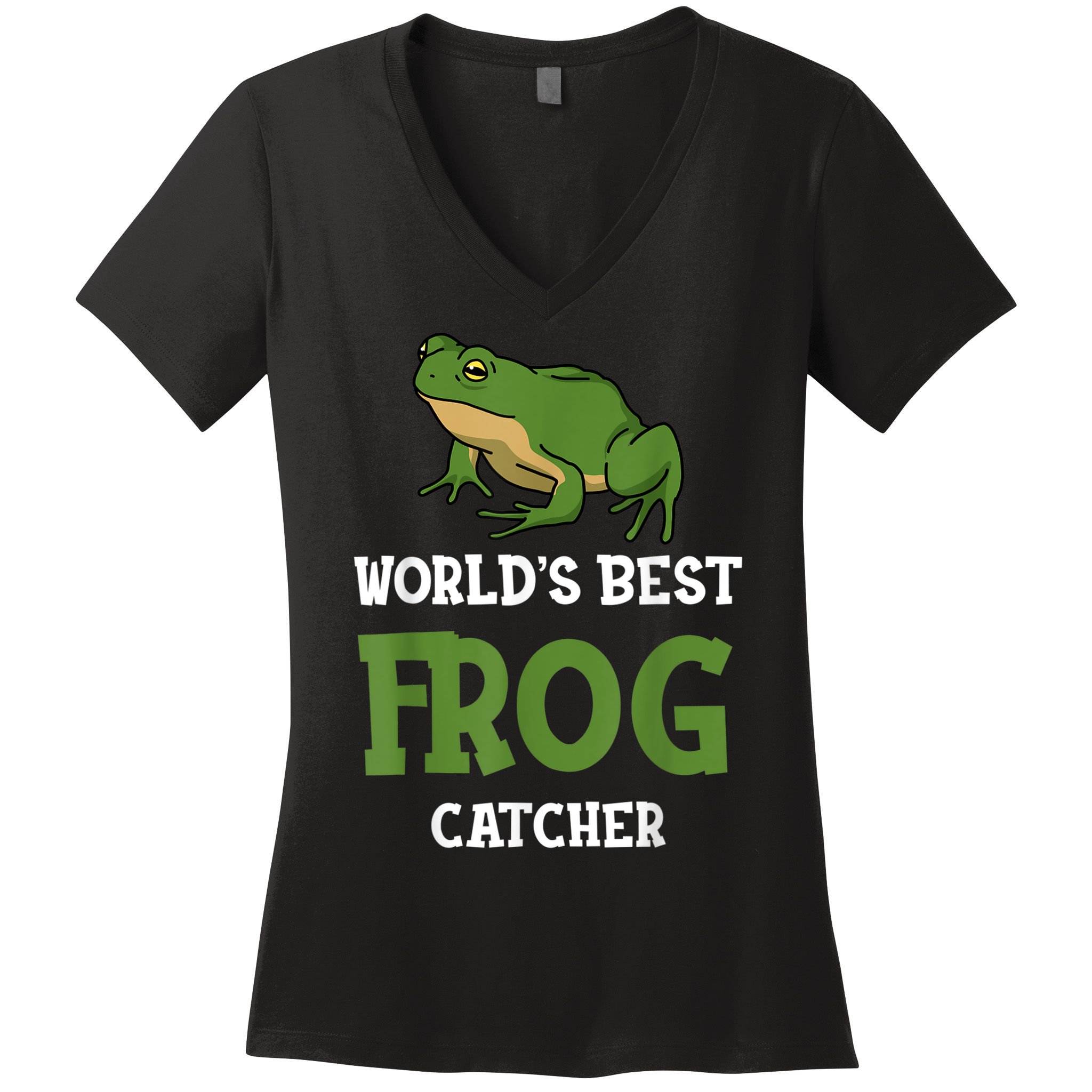 Frog World's Best Frog Catcher Boys Girls Frog Hunter Women's V-Neck T-Shirt