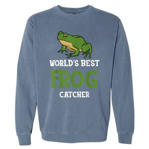 Frog World's Best Frog Catcher Boys Girls Frog Hunter Garment-Dyed Sweatshirt