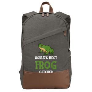 Frog World's Best Frog Catcher Boys Girls Frog Hunter Cotton Canvas Backpack