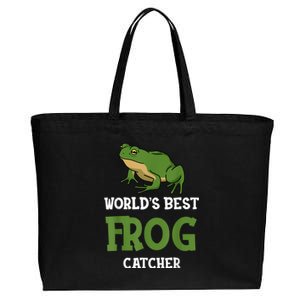 Frog World's Best Frog Catcher Boys Girls Frog Hunter Cotton Canvas Jumbo Tote