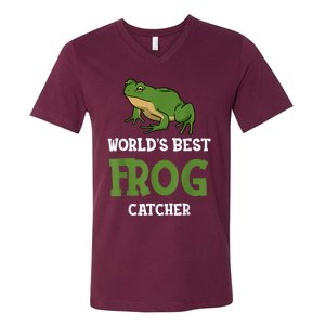 Frog World's Best Frog Catcher Boys Girls Frog Hunter V-Neck T-Shirt