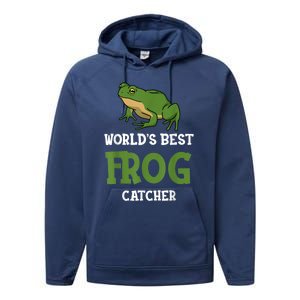 Frog World's Best Frog Catcher Boys Girls Frog Hunter Performance Fleece Hoodie