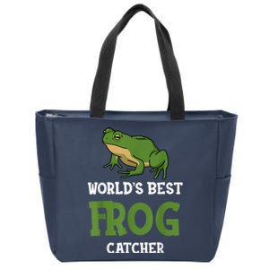 Frog World's Best Frog Catcher Boys Girls Frog Hunter Zip Tote Bag