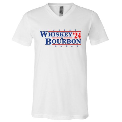 Funny Whiskey Bourbon Whiskey 24 And Bourbon V-Neck T-Shirt