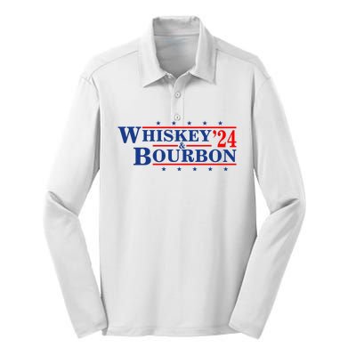 Funny Whiskey Bourbon Whiskey 24 And Bourbon Silk Touch Performance Long Sleeve Polo