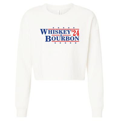 Funny Whiskey Bourbon Whiskey 24 And Bourbon Cropped Pullover Crew