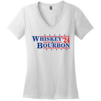 Funny Whiskey Bourbon Whiskey 24 And Bourbon Women's V-Neck T-Shirt