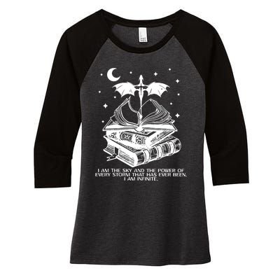 Fourth Wing Basgiath War College Bookish I Am The Sky Women's Tri-Blend 3/4-Sleeve Raglan Shirt