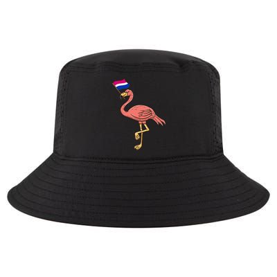 Flamingo With Bisexual Pride Flag Funny Gift Cool Comfort Performance Bucket Hat