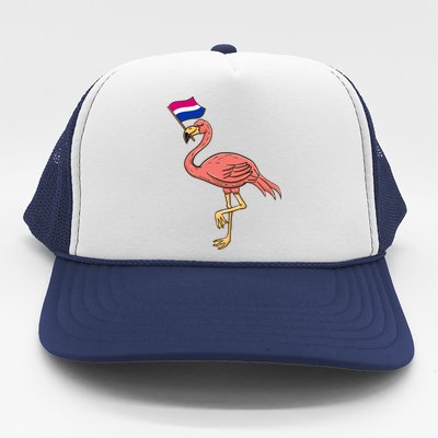 Flamingo With Bisexual Pride Flag Funny Gift Trucker Hat