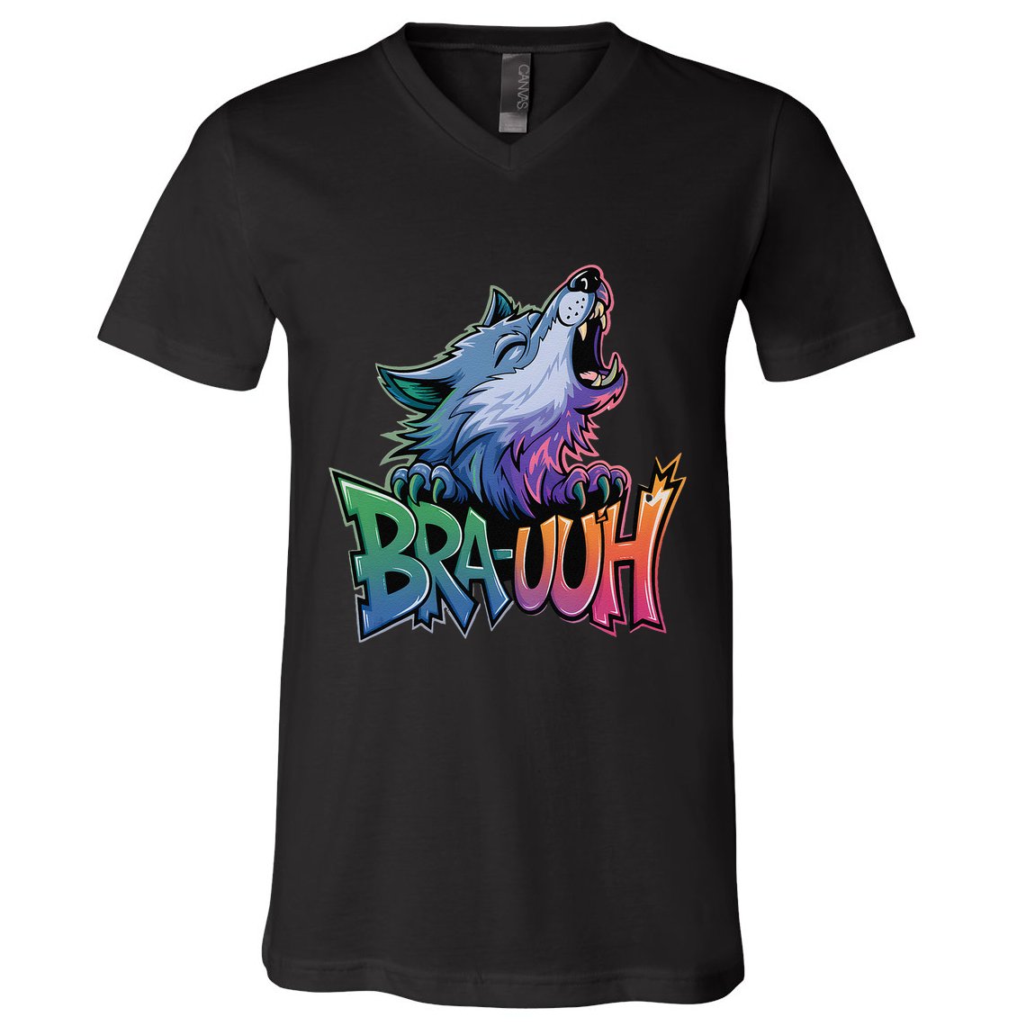 Funny Wolf Bruh For Teensmeme Graphic V-Neck T-Shirt