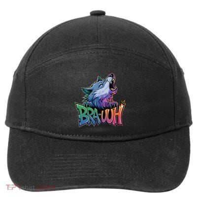 Funny Wolf Bruh For Teensmeme Graphic 7-Panel Snapback Hat