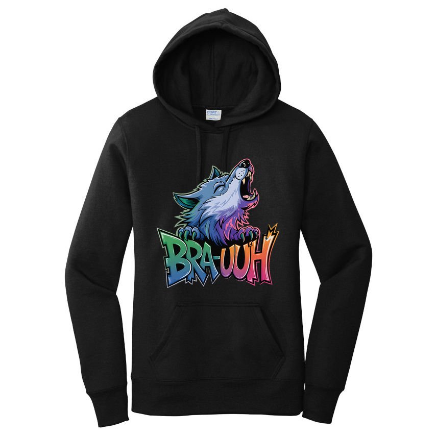 Funny Wolf Bruh For Teensmeme Graphic Women's Pullover Hoodie