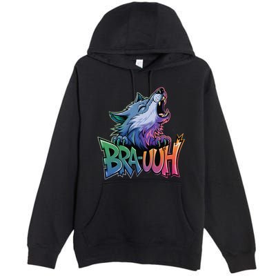 Funny Wolf Bruh For Teensmeme Graphic Premium Pullover Hoodie