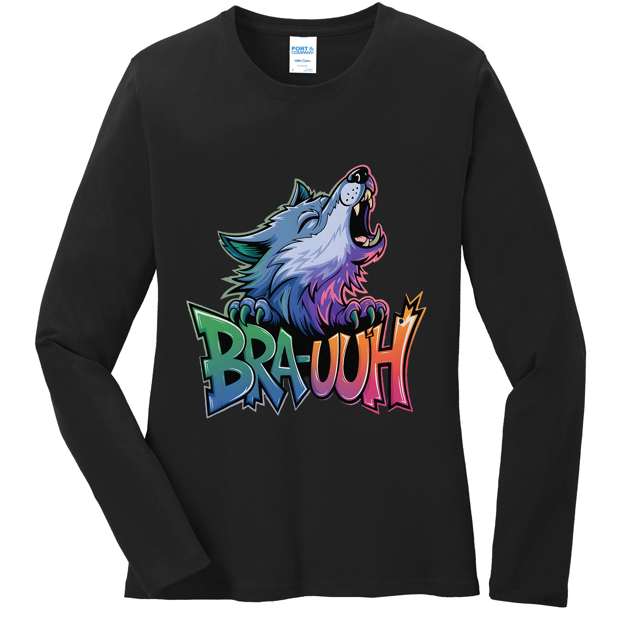 Funny Wolf Bruh For Teensmeme Graphic Ladies Long Sleeve Shirt