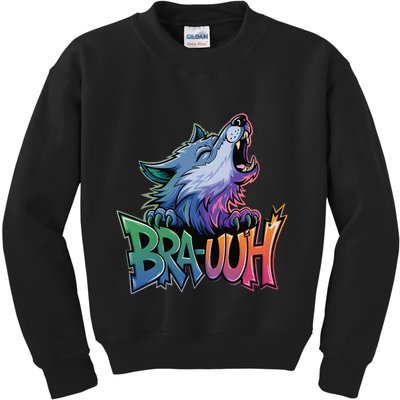 Funny Wolf Bruh For Teensmeme Graphic Kids Sweatshirt