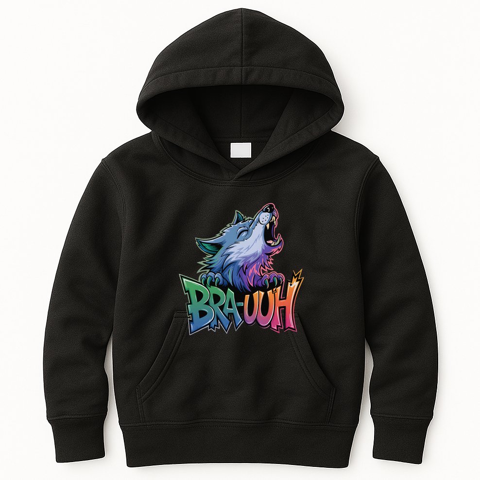 Funny Wolf Bruh For Teensmeme Graphic Kids Hoodie