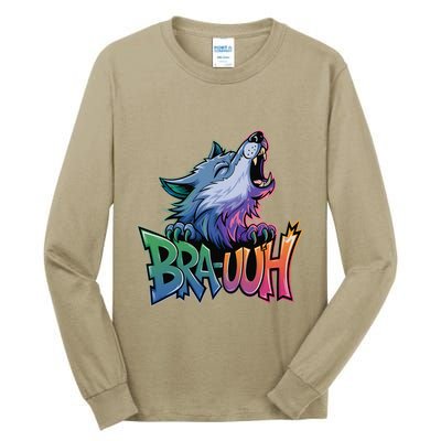 Funny Wolf Bruh For Teensmeme Graphic Tall Long Sleeve T-Shirt