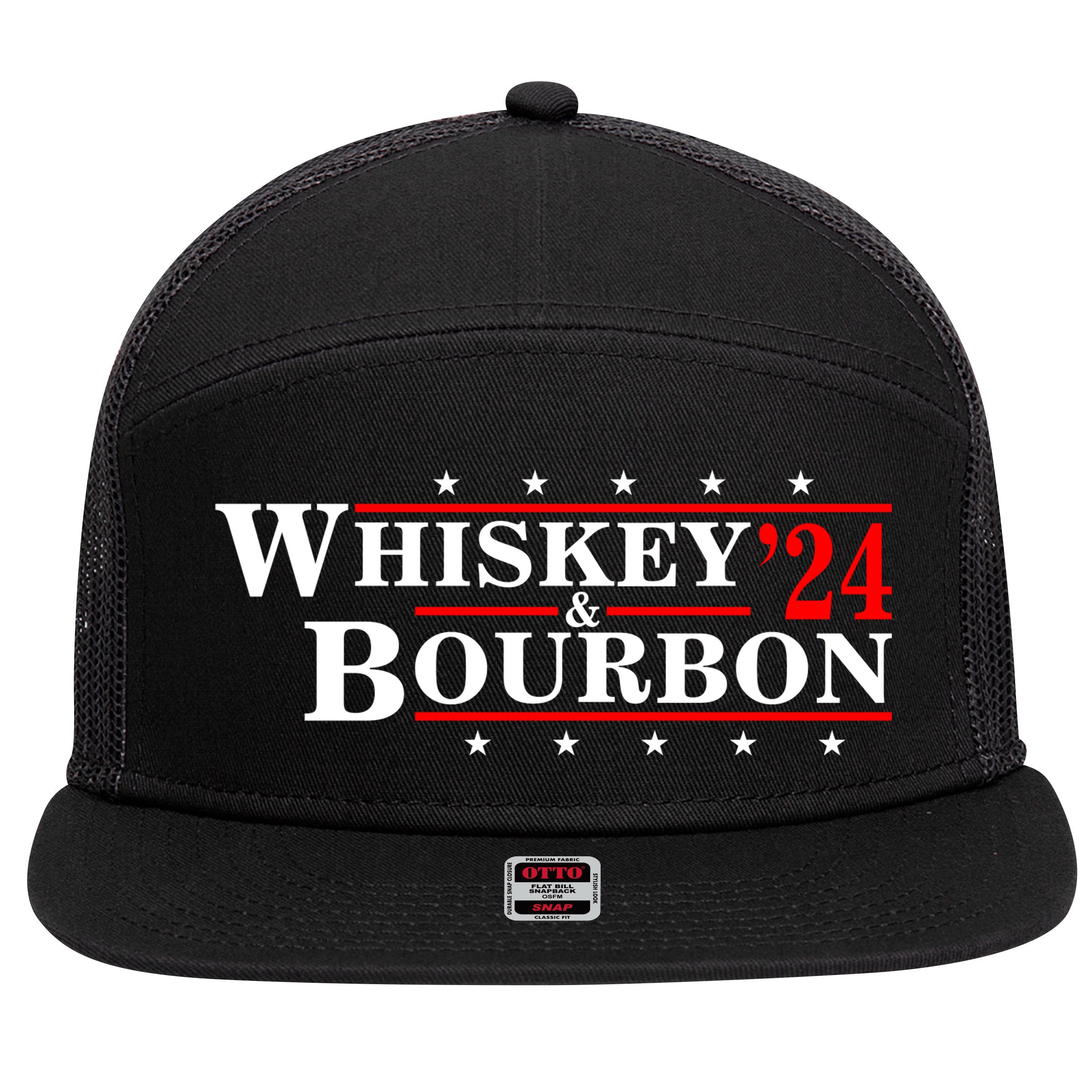Funny Whiskey Bourbon Whiskey 24 And Bourbon 7 Panel Mesh Trucker Snapback Hat