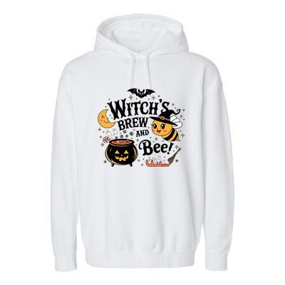 Funny WitchS Brew And Bee! Cute Bee Witched Scary Garment-Dyed Fleece Hoodie