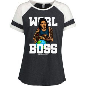 Free Worl Boss! Kartel Music Lover Gift Enza Ladies Jersey Colorblock Tee