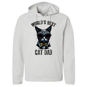 Funny WORLDS BEST CAT DAD Performance Fleece Hoodie