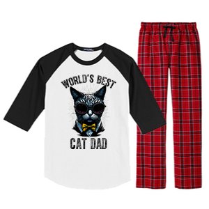 Funny WORLDS BEST CAT DAD Raglan Sleeve Pajama Set