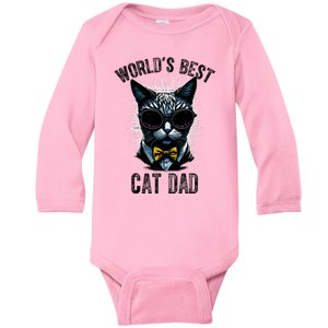 Funny WORLDS BEST CAT DAD Baby Long Sleeve Bodysuit