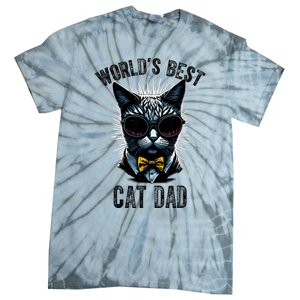 Funny WORLDS BEST CAT DAD Tie-Dye T-Shirt