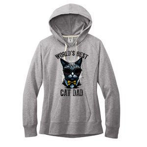 Funny WORLDS BEST CAT DAD Women's Fleece Hoodie