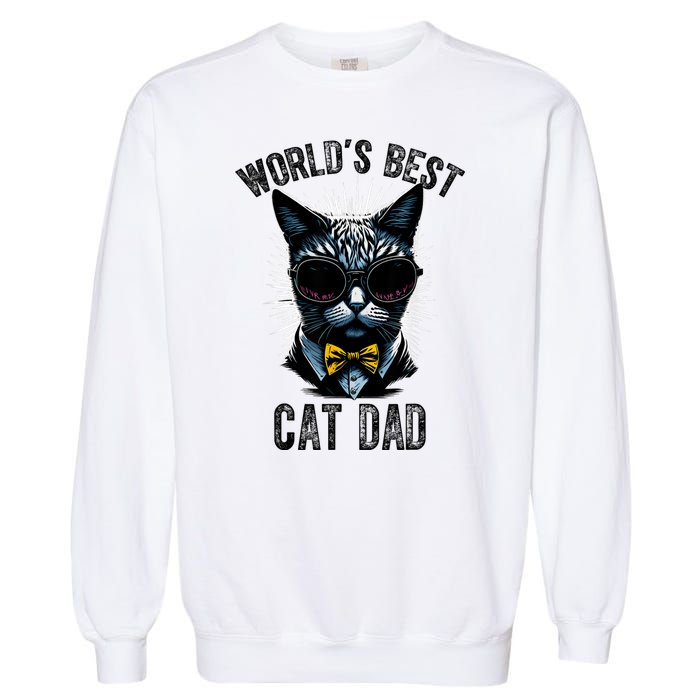 Funny WORLDS BEST CAT DAD Garment-Dyed Sweatshirt