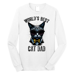 Funny WORLDS BEST CAT DAD Long Sleeve Shirt