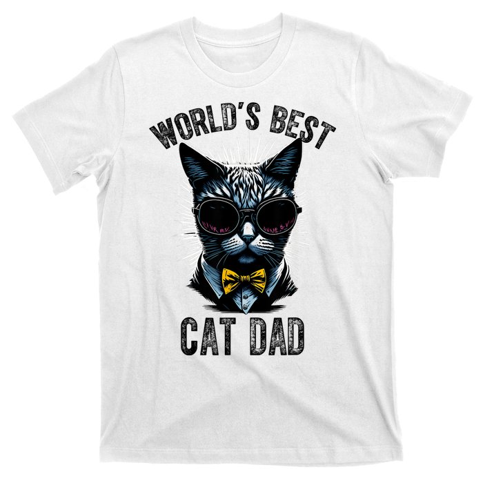 Funny WORLDS BEST CAT DAD T-Shirt