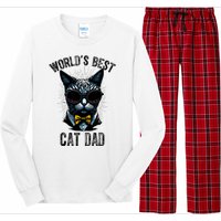 Funny WORLDS BEST CAT DAD Long Sleeve Pajama Set