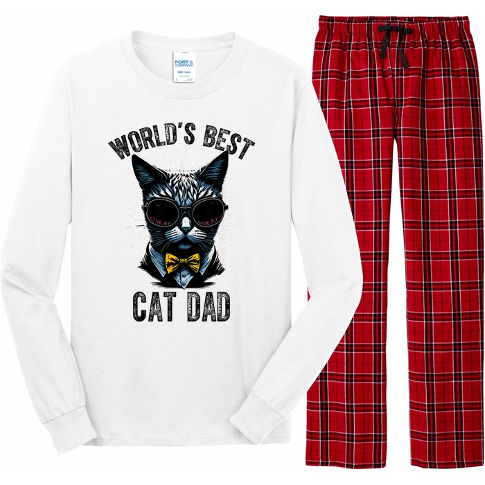 Funny WORLDS BEST CAT DAD Long Sleeve Pajama Set