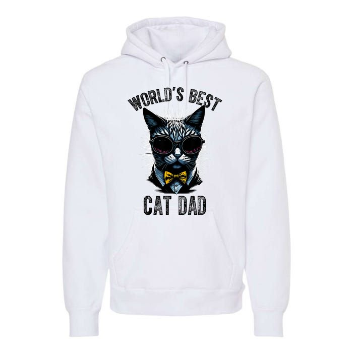 Funny WORLDS BEST CAT DAD Premium Hoodie