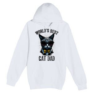 Funny WORLDS BEST CAT DAD Premium Pullover Hoodie