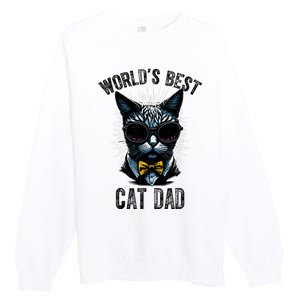 Funny WORLDS BEST CAT DAD Premium Crewneck Sweatshirt