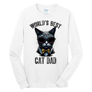 Funny WORLDS BEST CAT DAD Tall Long Sleeve T-Shirt