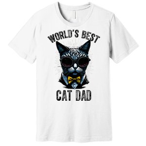 Funny WORLDS BEST CAT DAD Premium T-Shirt