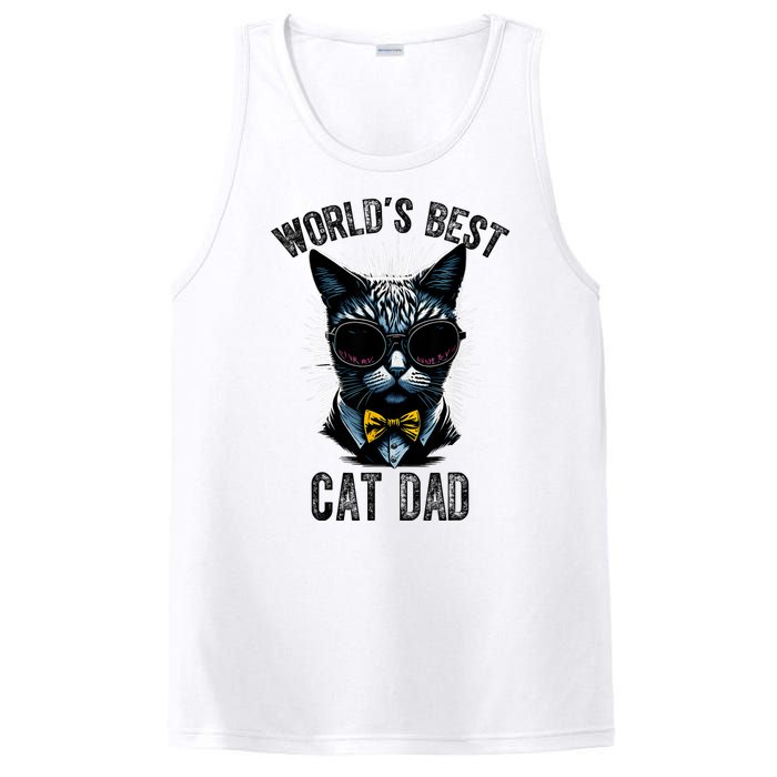 Funny WORLDS BEST CAT DAD PosiCharge Competitor Tank