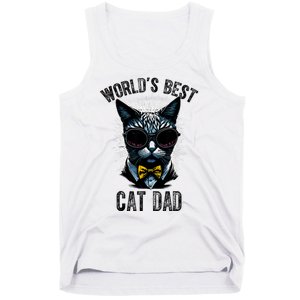 Funny WORLDS BEST CAT DAD Tank Top