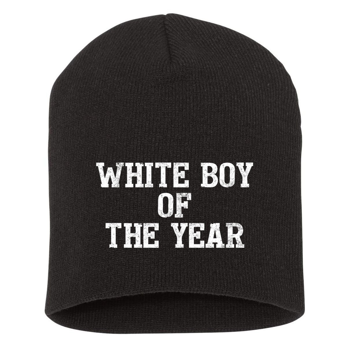 Funny White Boy Of The Year Short Acrylic Beanie