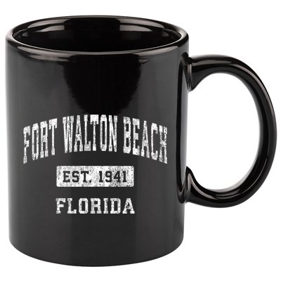 Fort Walton Beach Florida Fl Vintage Established Sports 11oz C Handle Ceramic Mug